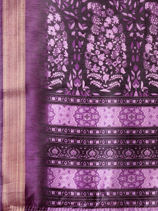 Magenta Paper Silk Daily Wear Saree With Blouse Piecde