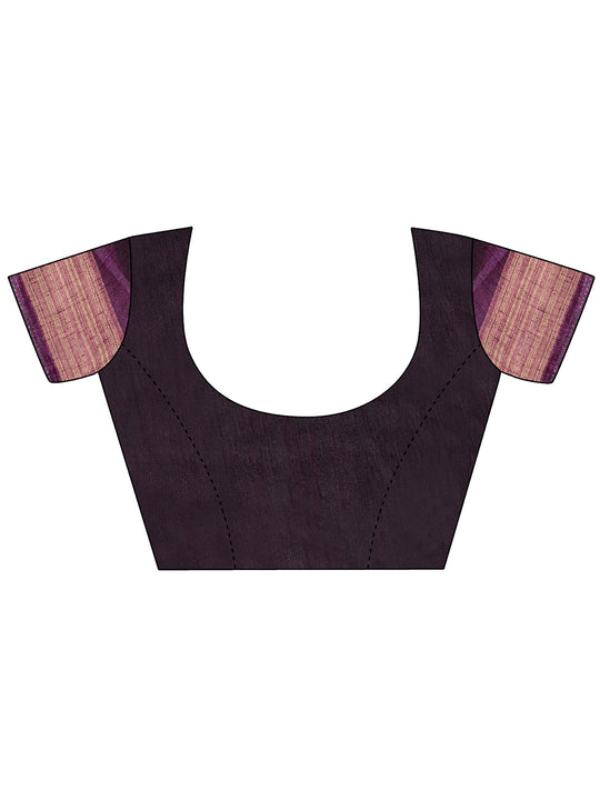 Magenta Paper Silk Daily Wear Saree With Blouse Piecde