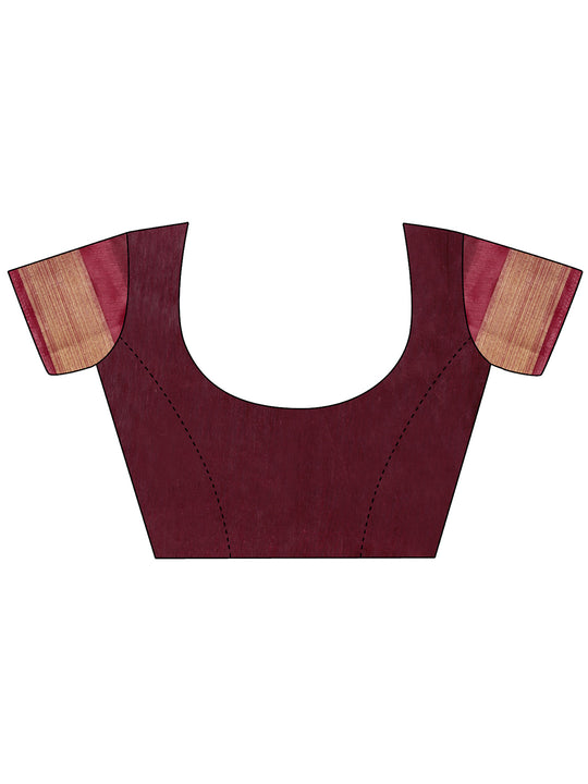Maroon Paper Silk Daily Wear Saree With Blouse Piecde