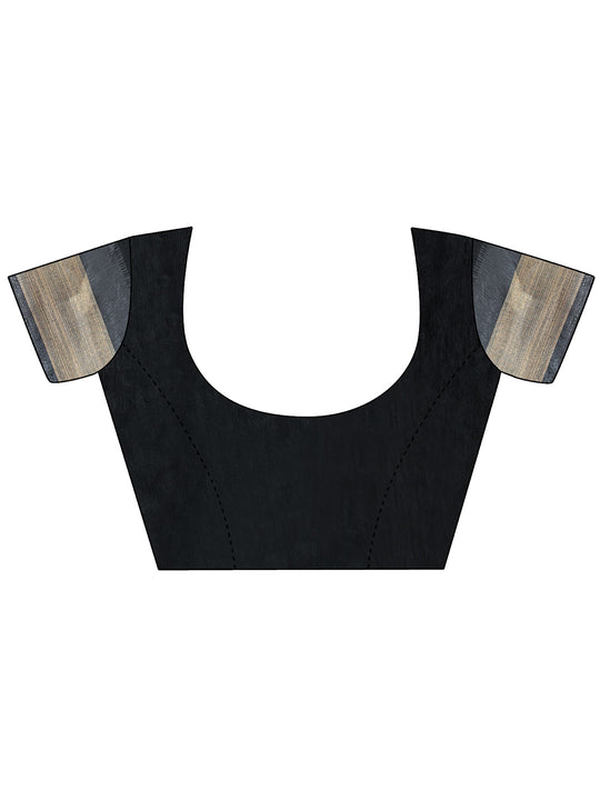 Black Paper Silk Daily Wear Saree With Blouse Piecde