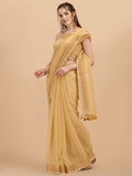 Yelow Linen Saree With Blouse Piece