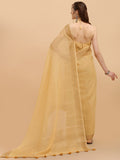 Yelow Linen Saree With Blouse Piece