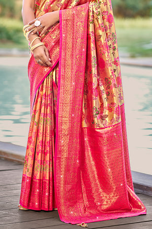 Pink Silk Saree With Blouse Piece