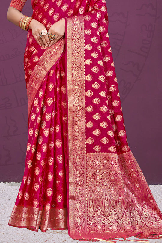 Maroon Silk Saree With Blouse Piece