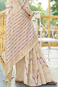 Purple Cotton Saree With Blouse Piece