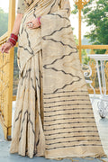 Grey Cotton Saree With Blouse Piece