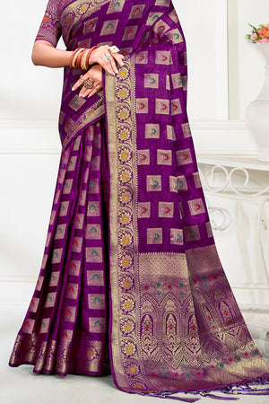 Purple Silk Saree With Blouse Piece
