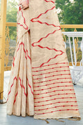 Maroon Cotton Saree With Blouse Piece