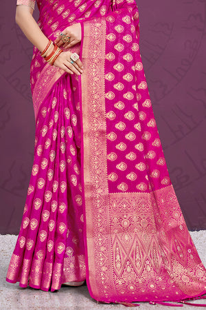 Pink Silk Saree With Blouse Piece