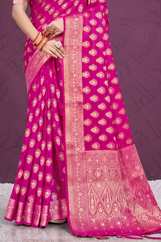 Pink Silk Saree With Blouse Piece