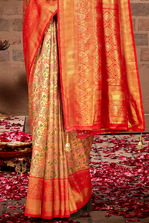 Red Silk Saree With Blouse Piece