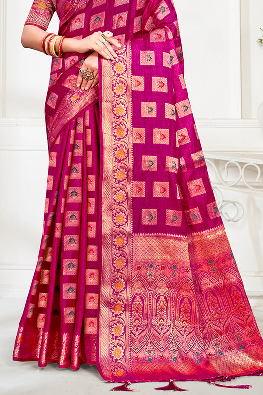 Pink Silk Saree With Blouse Piece