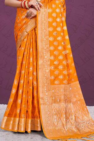 Yellow Silk Saree With Blouse Piece