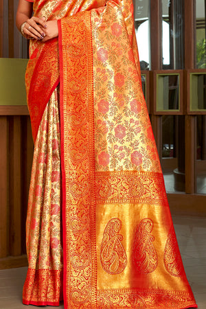 Red Silk Saree With Blouse Piece