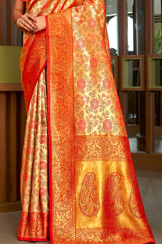 Red Silk Saree With Blouse Piece