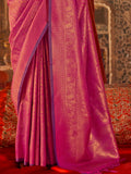 Pink Handloom Weaving Silk Saree With Blouse Piece