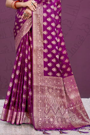Purple Silk Saree With Blouse Piece