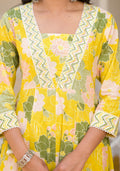 Floral Printed Panelled Beads and Stones Anarkali Kurta With Trouser & Dupatta