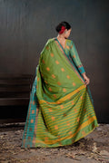 Soft Silk Chitt Palu With Contrast Blouse Weaving Saree