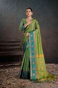 Soft Silk Chitt Palu With Contrast Blouse Weaving Saree