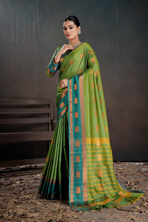 Soft Silk Chitt Palu With Contrast Blouse Weaving Saree