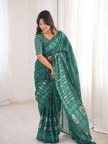 Soft Pure Cotton Hand Bagru Print Sarees With Blouse Pice