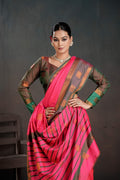 Soft Silk Chitt Palu With Contrast Blouse Weaving Saree