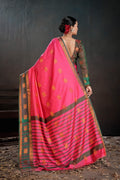 Soft Silk Chitt Palu With Contrast Blouse Weaving Saree