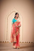 Jimmy Chu Woven Design Butta Work Weaving Handloom Saree With Blouse Piece