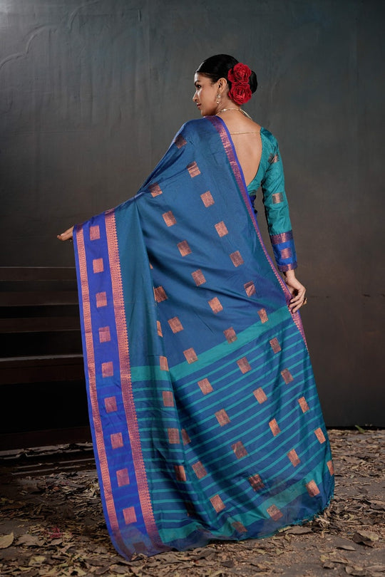 Soft Silk Chitt Palu With Contrast Blouse Weaving Saree