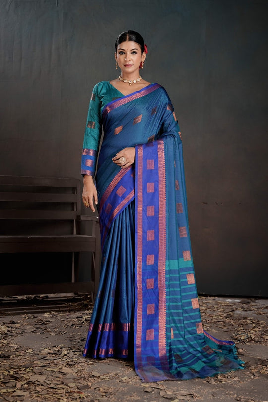 Soft Silk Chitt Palu With Contrast Blouse Weaving Saree