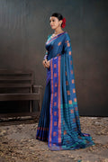 Soft Silk Chitt Palu With Contrast Blouse Weaving Saree