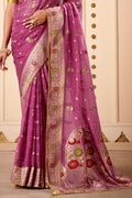 Jimmy Chu Woven Design Butta Work Weaving Handloom Saree With Blouse Piece