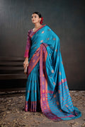 Soft Silk Chitt Palu With Contrast Blouse Weaving Saree