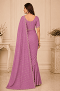 Pink Embroidered Saree With Blouse Piece