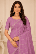 Pink Embroidered Saree With Blouse Piece