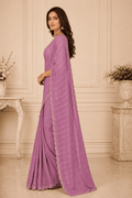 Pink Embroidered Saree With Blouse Piece