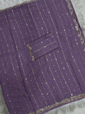 Lavender  Embroidered Saree With Blouse Piece