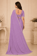 Lavender  Embroidered Saree With Blouse Piece
