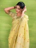 Yellow Linen Silk Saree With Blouse Piece