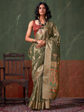 Green Paithani Tissue Saree With Blouse Piece