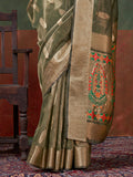 Green Paithani Tissue Saree With Blouse Piece