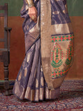 Purple Paithani Tissue Saree With Blouse Piece