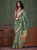 Green Paithani Tissue Saree With Blouse Piece