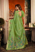 Green Cotton Saree With Blouse Piece