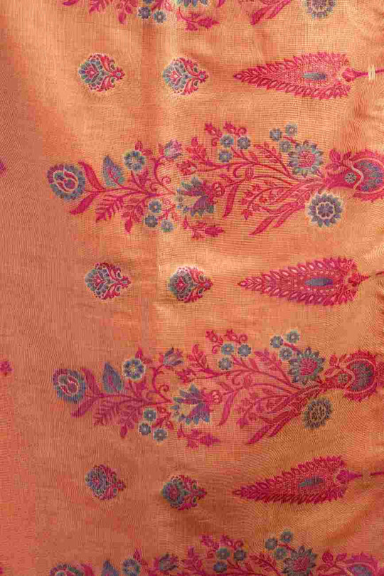 Orange Cotton Saree With Blouse Piece