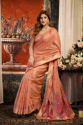Orange Cotton Saree With Blouse Piece