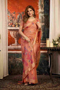 Orange Cotton Saree With Blouse Piece