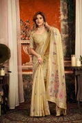 Cream Cotton Saree With Blouse Piece
