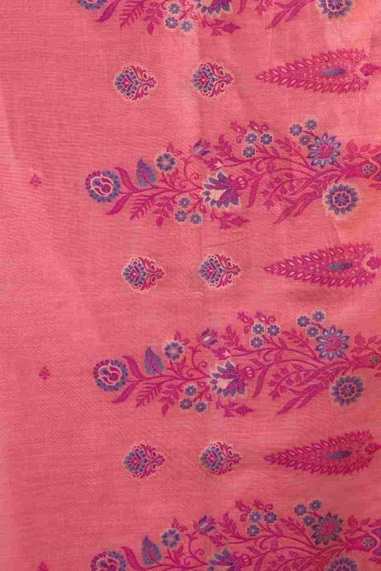 Pink Cotton Saree With Blouse Piece